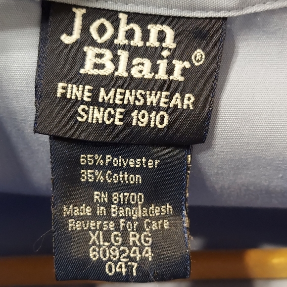 John Blair Short-Sleeve Full-Zip Shirt Light Blue size XLarge Regular - Picture 7 of 8